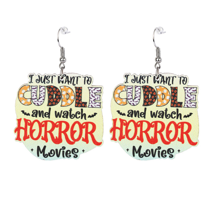 Wholesale  Earrings Ghost Bat Pumpkin Skull  Holiday Party Wooden Earrings