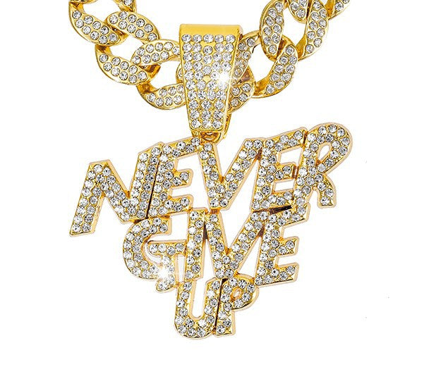 Wholesale Letters NEVE RGIVE UP Alloy Men's Necklace JDC-NE-QingR010