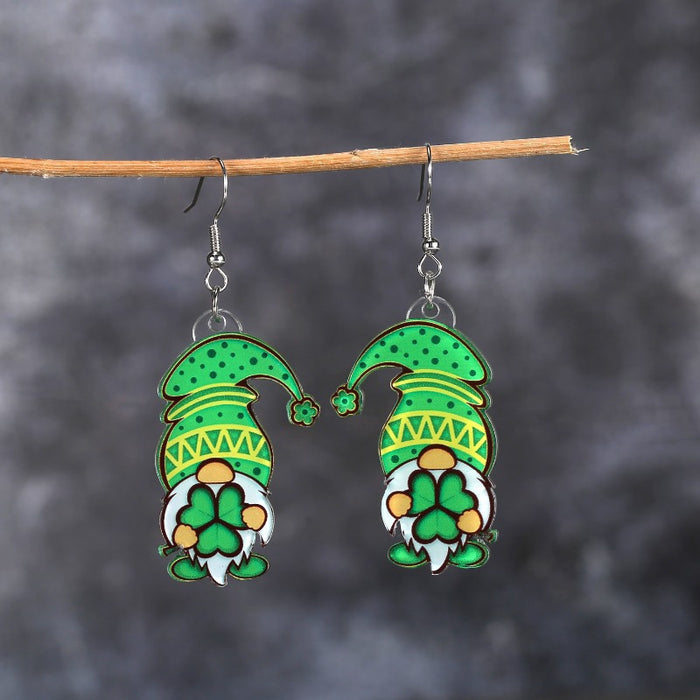 Wholesale Green Heart Acrylic Earrings St.  Patrick' s Day Fashion Accessory