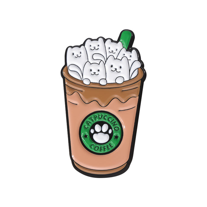 Wholesale Cartoon Coffee Cup Shape Brooch Pin Set Zinc Alloy Decorative Accent