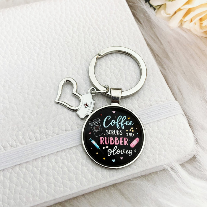 Wholesale Nurses Day Color Printed Time Gemstone Alloy Keychain JDC-KC-HengX029