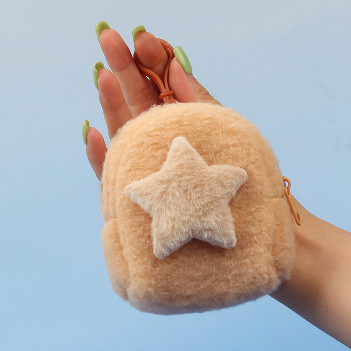 Wholesale Star Shaped Plush Pouch Boutique Coin Purse Earphone Bag Creative Pendant Gift