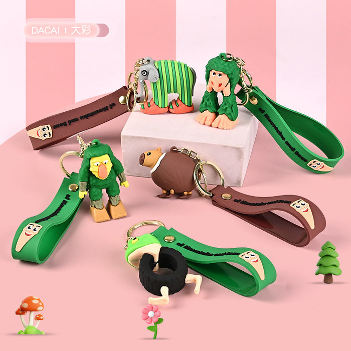 Wholesale Mythical Creatures PVC Keychain Cute Monkey and Banana Design Bag Charm Boutique MOQ≥10