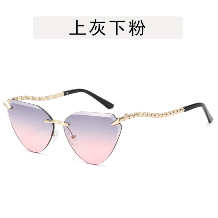 Wholesale Metal sunglasses, retro frameless cut sunglasses