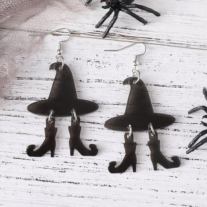 Wholesale  Gothic Wind Witch Hat Boots Pendant Earrings Acrylic Ear Jewelry  Gift