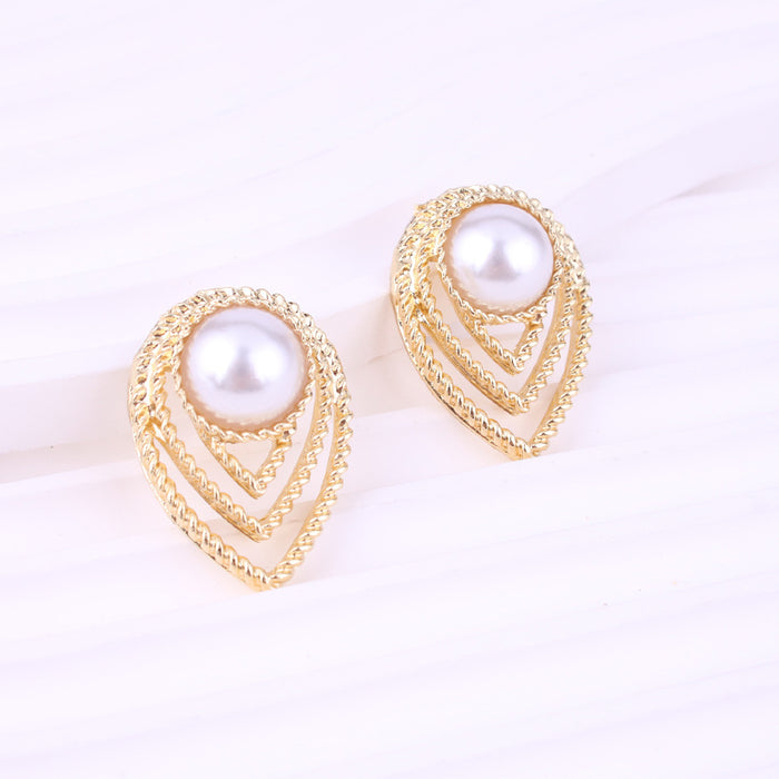 Wholesale Multi-layer Marble Pattern Peacock Blue Tapered Zinc Alloy Earrings JDC-ES-QunQiu016