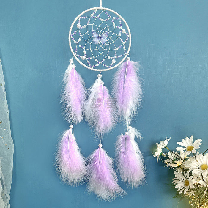 Wholesale Dreamcatcher Feather Pendant Butterfly Shop Dreamcatcher Simple Handmade Weaving Creativity