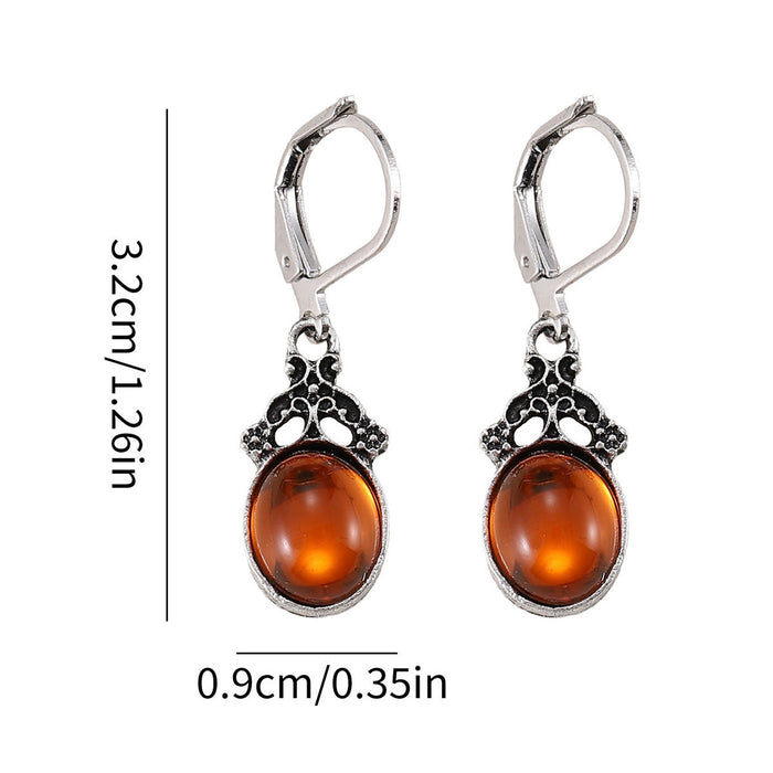 Wholesale Orange crystal gemstone pendant earrings for women,  exquisite and elegant,  versatile holiday style earrings