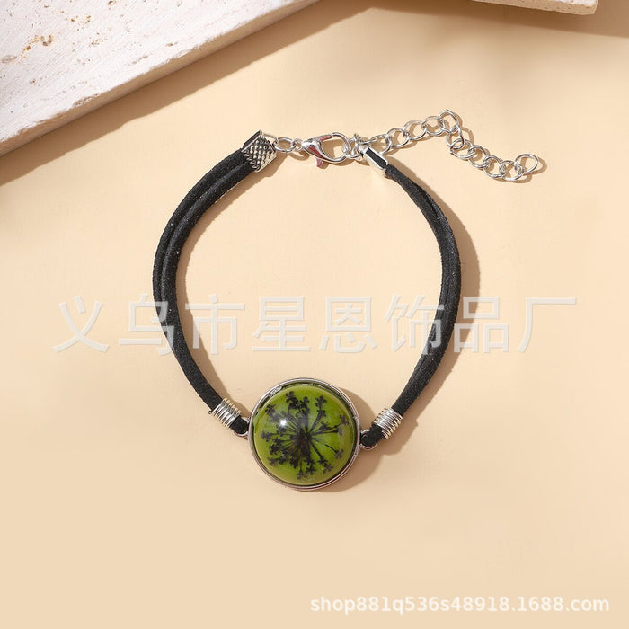 Wholesale Drip resin retro dried clover bracelet popular jewelry