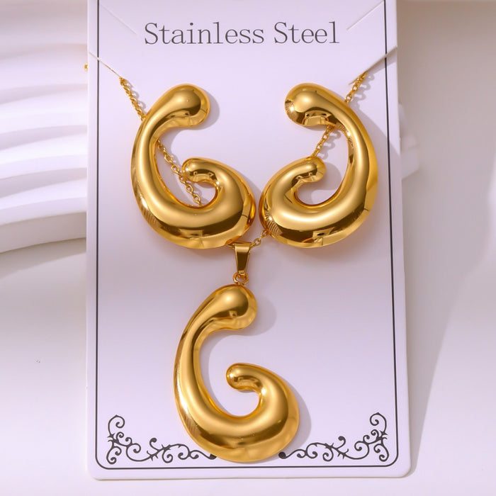 Wholesale RetroEarrings Necklace Stainless Steel Gold-Plated Jewelry