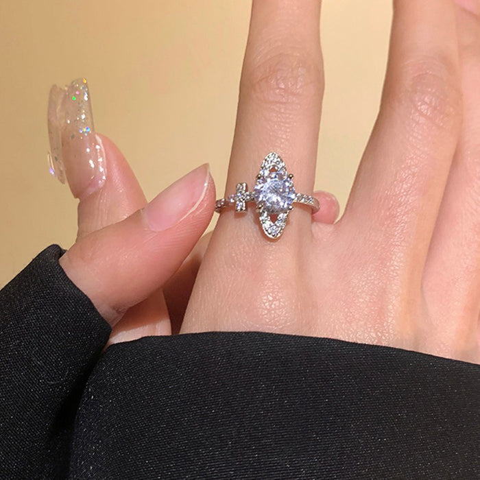 Wholesale Light luxury, niche, exquisite zircon open index finger ring, fashionable and personalized design ring