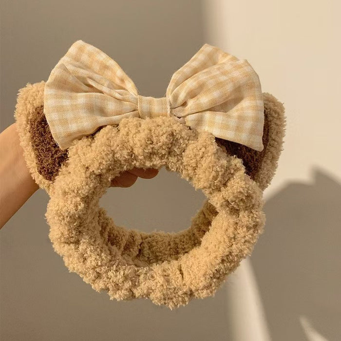 Wholesale Cartoon plush animal ear headband with bow