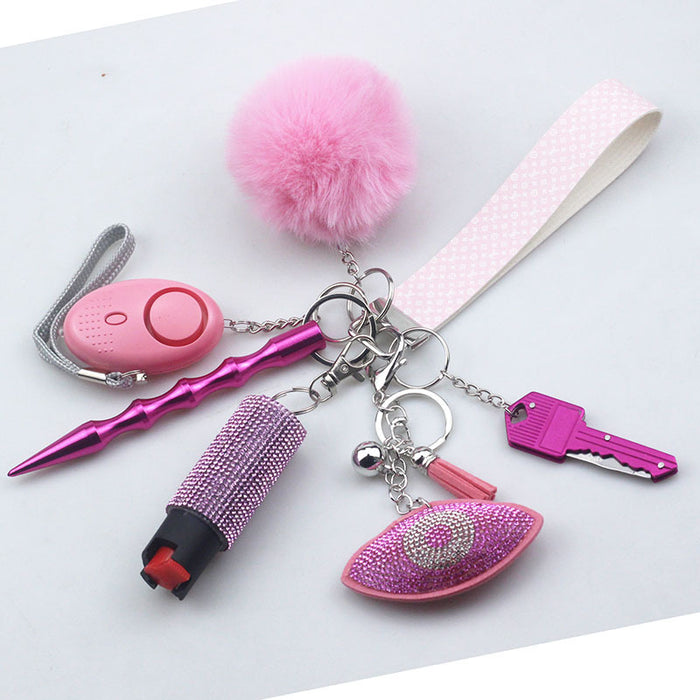 Wholesale Devil's Eye Multifunctional Fur Ball PU Leather Keychain JDC-KC-TouMS084