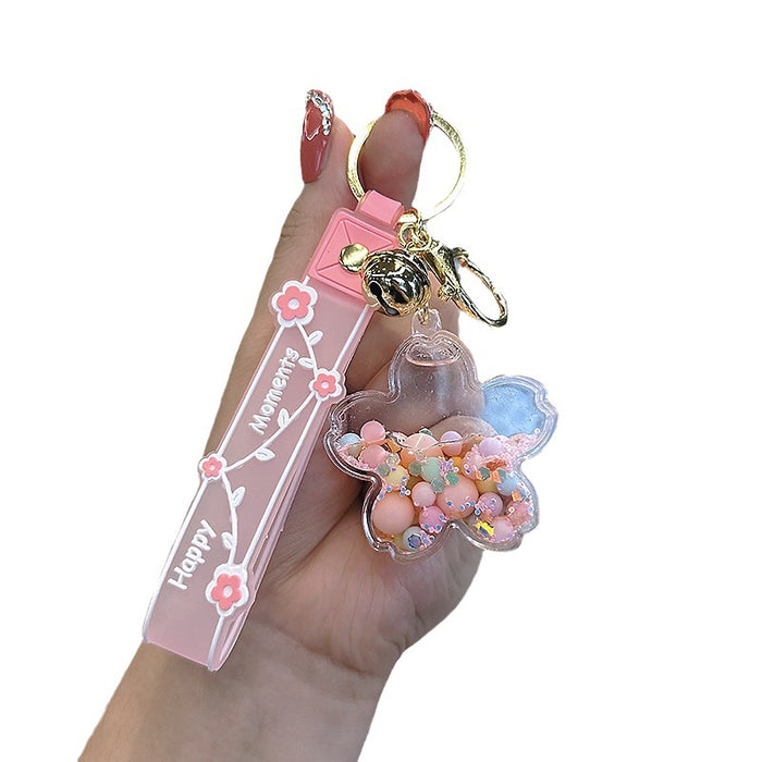 Wholesale Petals in Oil Quicksand Bottle Pendant Keychain JDC-KC-YuS002