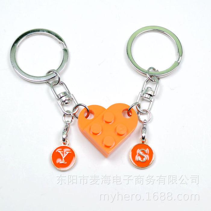 Wholesale Alloy Letter Pendant 2 in 1 Detachable Love Building Block Keychain JDC-KC-Maih003