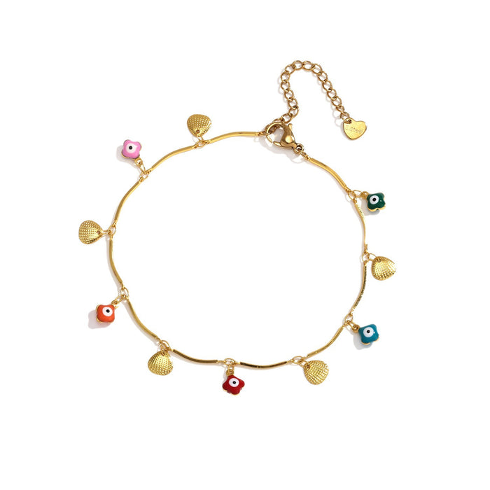 Wholesale New personalized stainless steel ankle chain paired with shell pendant color preservation wholesale