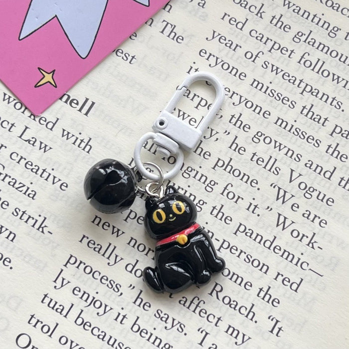 Wholesale Cute Black Bell Keychain Resin Pendant Student Bag Charm MOQ≥2