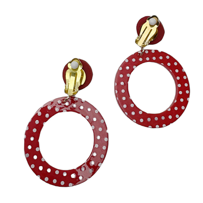 Wholesale Personalized retro red exaggerated circle earrings ear clip