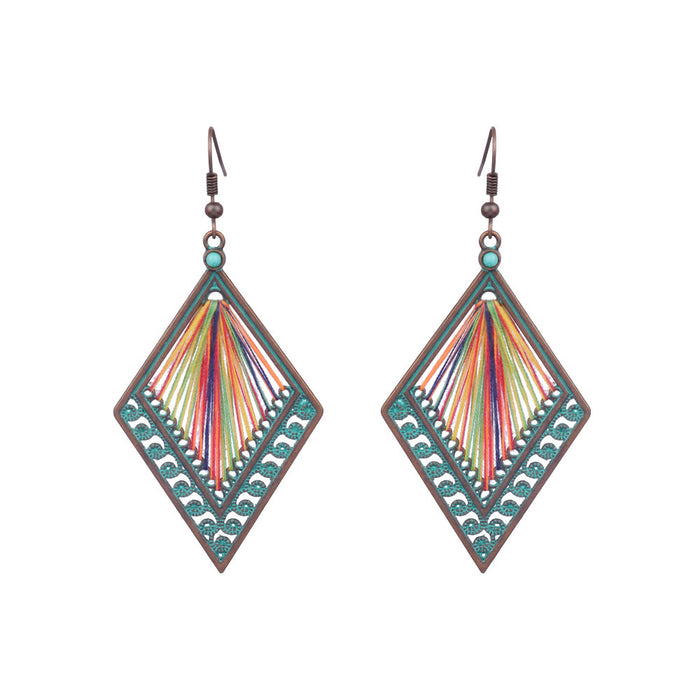 Wholesale Bohemian Hollow Tassel Earrings Geometric Design Fashion Accessory MOQ≥2