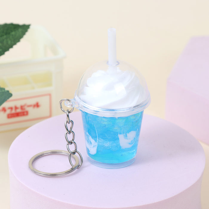 Wholesale Plastic Ice Cream Cup Keychain Pendant Simulated Dessert Style Bag Charm MOQ≥2