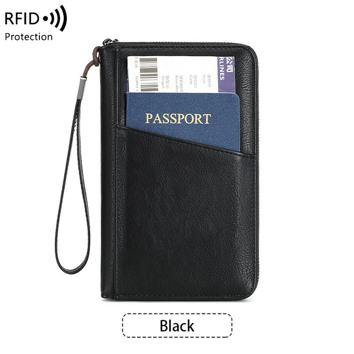 Wholesale RFID Anti-magnetic Zipper Passport Multifunctional Wallet