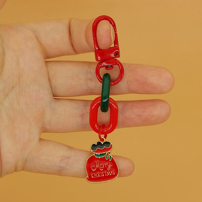 Wholesale Christmas Keychain Pendant Cute  Snowflake Elk Tree Snowman Mobile Phone Chain Bag Pendant
