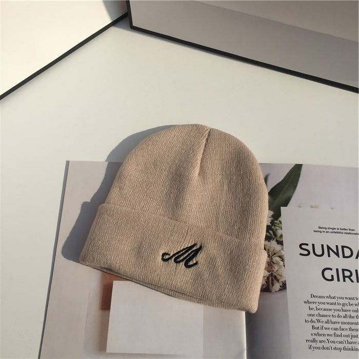 Wholesale Simple Embroidery Solid Color Acrylic Knitted Wool Hat JDC-FH-YBQX003