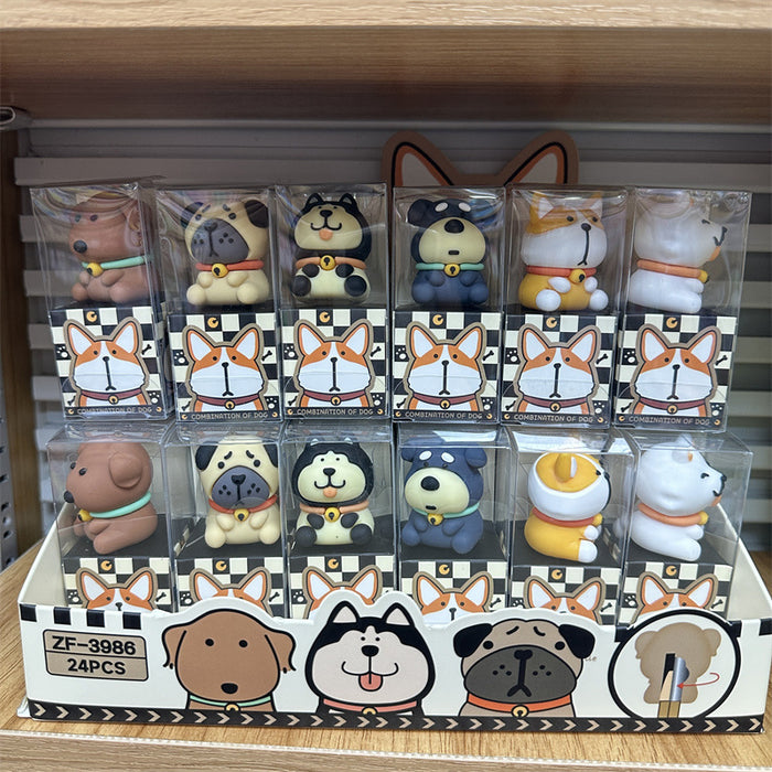 Wholesale Cute pet animal silicone puppy small Shiba Inu pen shaved sand skin dog turning pen knife Husky ornament rolling pen knife