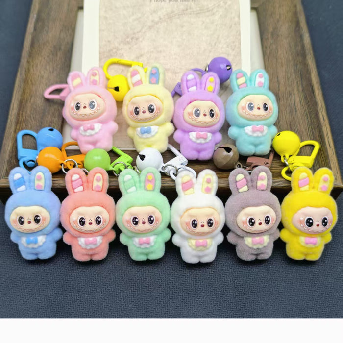 Wholesale flocked bell resin accessory Keychains