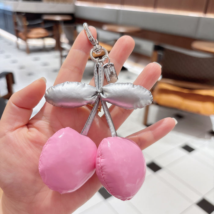 Wholesale PU cotton-filled cherry keychain