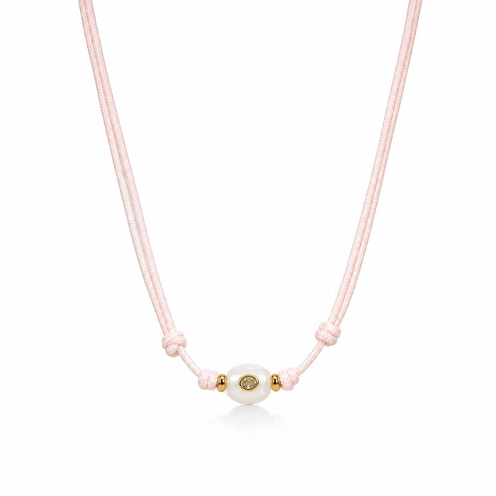 Wholesale Modern Geometric Natural Stone Pendant Necklace With Woven Rope And Adjustable Slip Knot For Women Casual Fashion Accessory