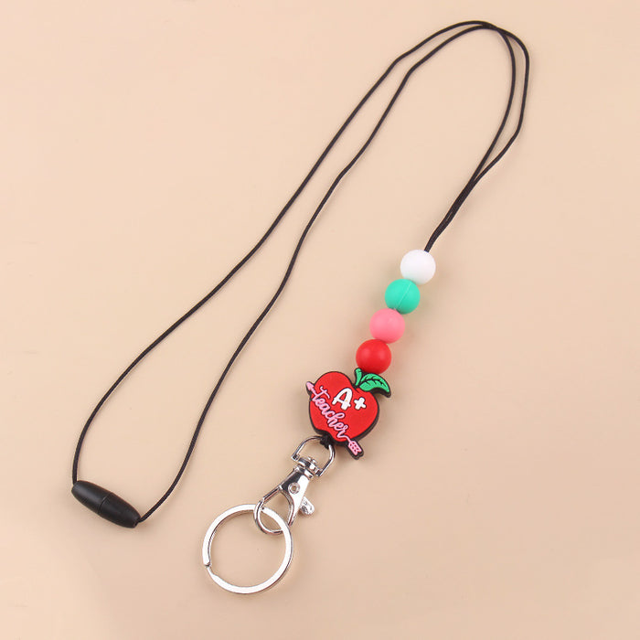 Wholesale Silicone Teacher's Day Lanyard Keychain JDC-KC-GuangTian023