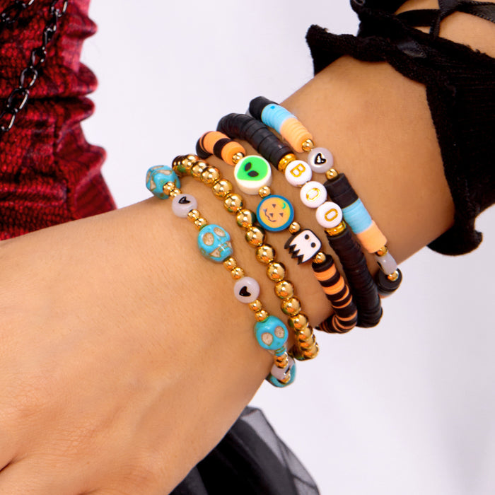 Wholesale  bracelet ghost pumpkin skull letter pendant beaded bracelet festive party multi-layer bracelet