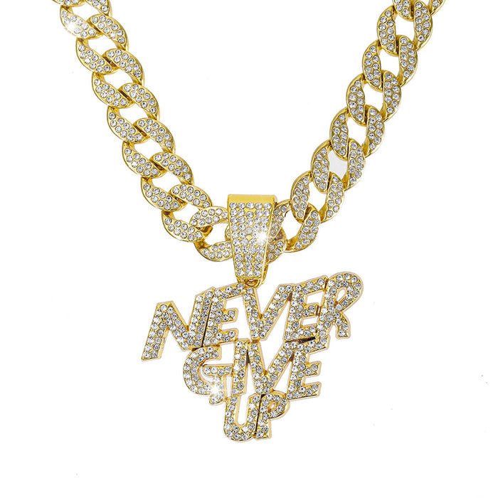 Wholesale Letters NEVE RGIVE UP Alloy Men's Necklace JDC-NE-QingR010