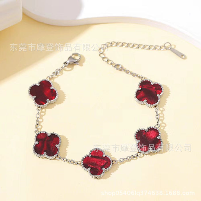 Wholesale titanium steel four-leaf clover bracelet JDC-BT-Modeng002