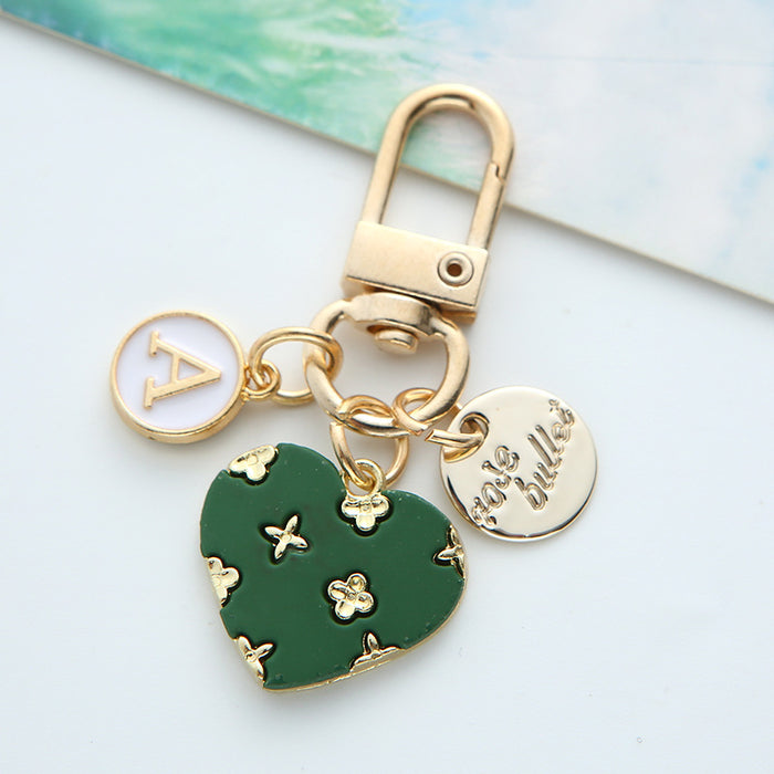 Wholesale Love Letter Round Plate Alloy Keychain JDC-KC-JRen005