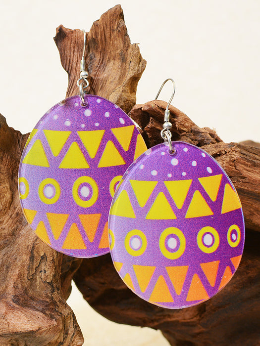 Wholesale Easter Egg Graffiti Painted Acrylic Earrings JDC-ES-ChenC011