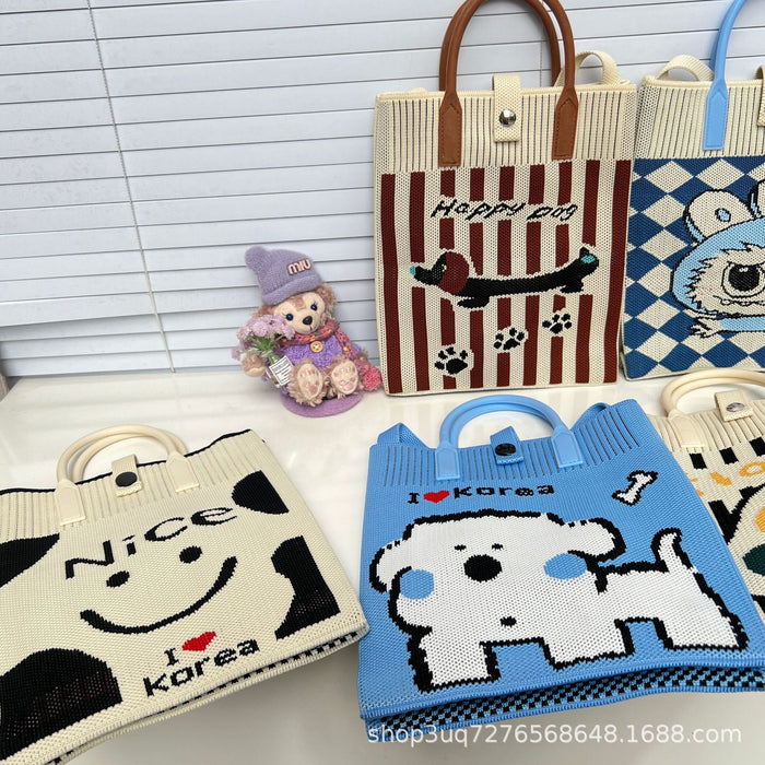 Wholesale Cute cartoon knitted bag,  knitted handbag,  crossbody shoulder bag,  must-have for travel