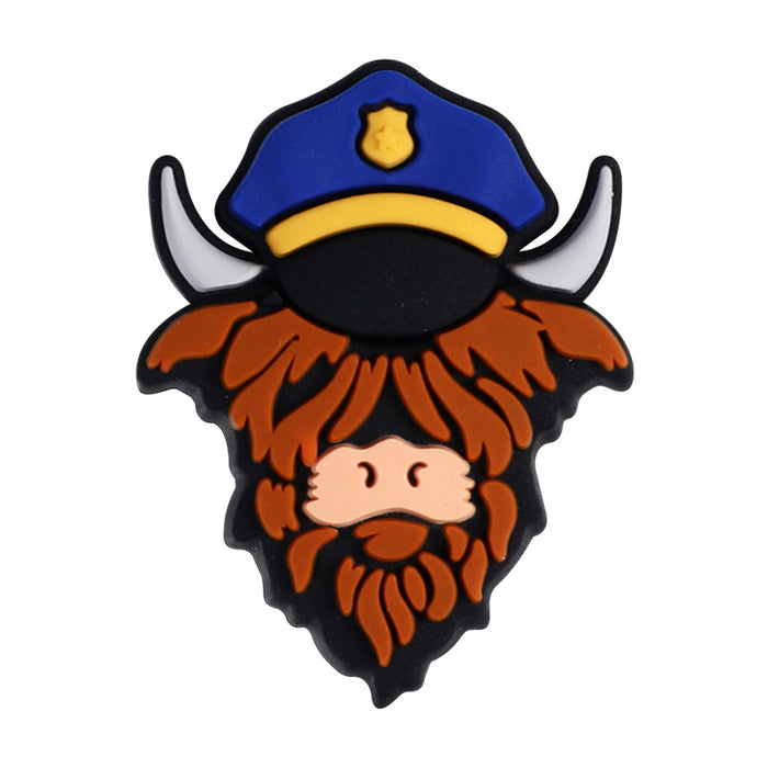 Wholesale 20pcs cartoon highland cow silicone beads children' s food grade animal tooth glue mixed nurse silicone beads