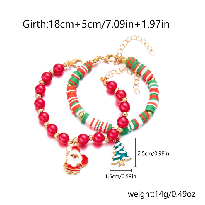 Wholesale Christmas Elements Hot Selling  Christmas Tree Colorful Soft y Beaded Bracelet Couple Holiday Gift
