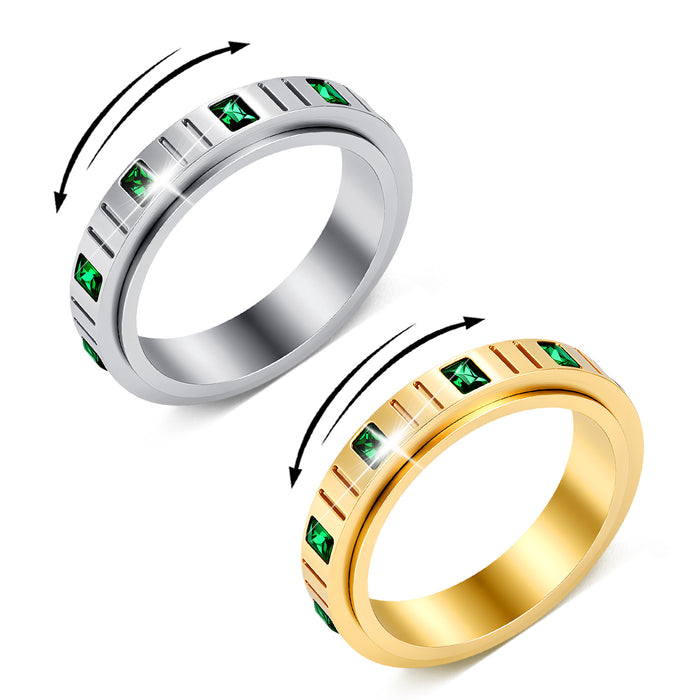 Wholesale Stainless Steel Diamond-Encrusted Ring Set Fashion Jewelry Gift for Women Boutique