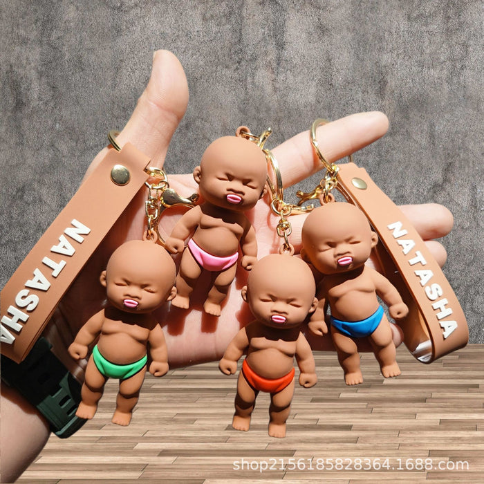 Wholesale 2pcs Cute 3D Doll Black Doll Toy Keychain