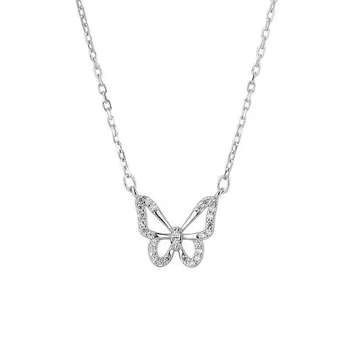 Wholesale New rhinestone butterfly necklace, fashionable zircon inlaid necklace, versatile accessory, collarbone chain