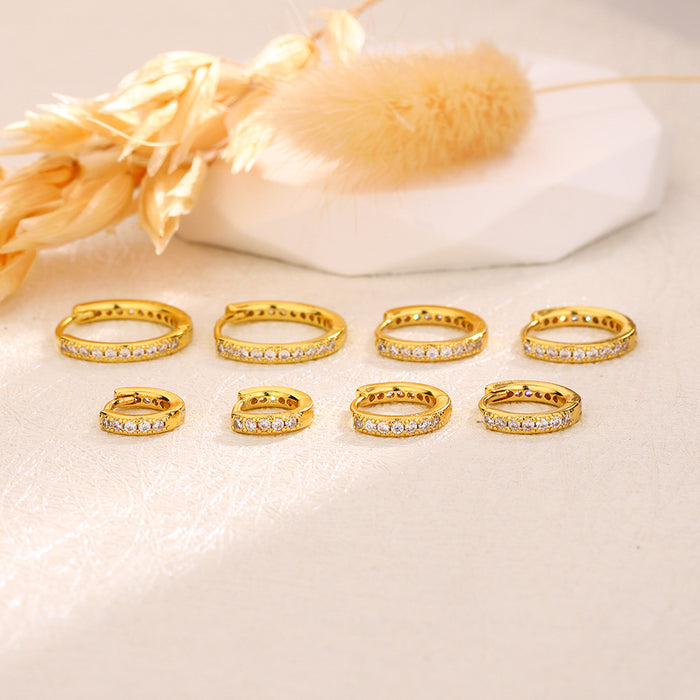 Wholesale Full diamond earrings, fashionable and classic circle zircon earrings, layered and worn