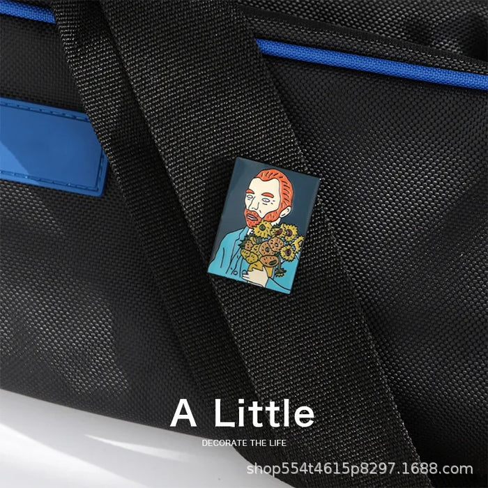 Wholesale Portrait oil painting brooch retro personality creative metal badge brooch decoration