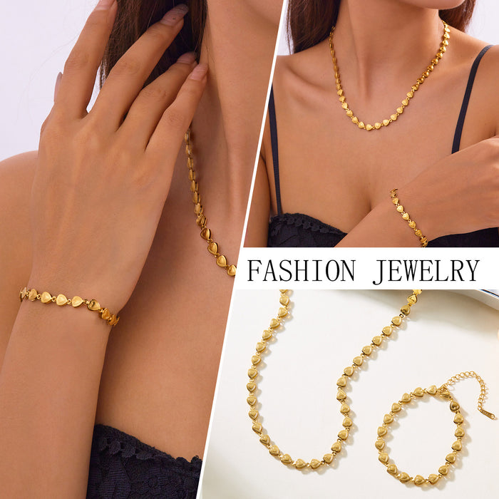 Wholesale Double Heart chain bracelet stainless steel bracelet necklace jewelry