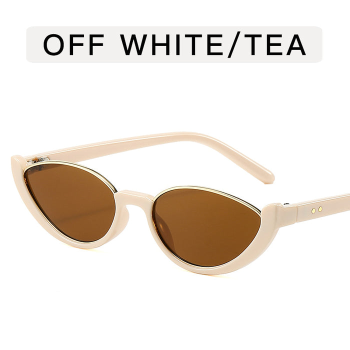 Wholesale Cat eye half frame sunglasses, niche retro glasses, fashionable and personalized sunglasses