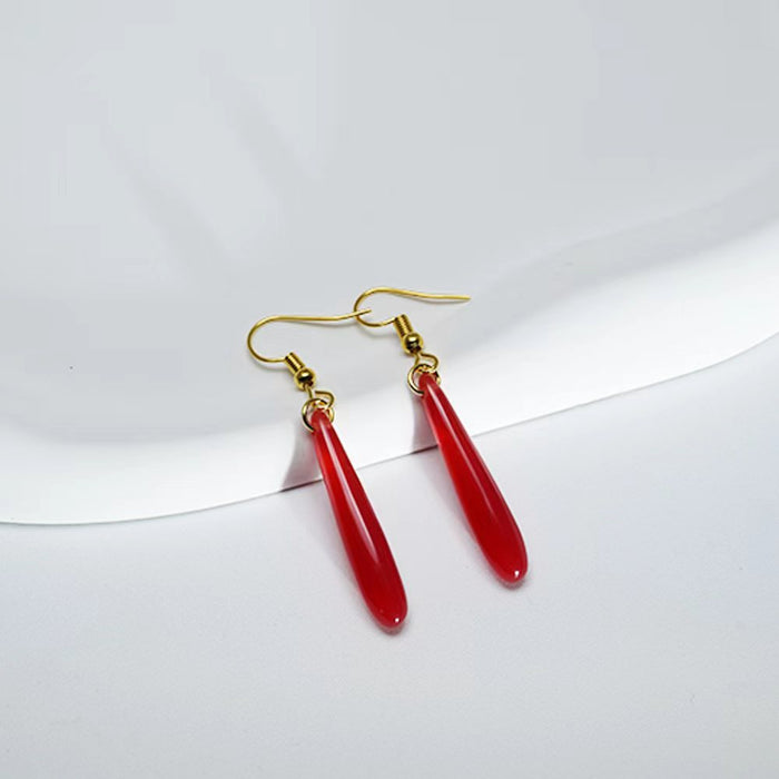 Wholesale Earrings Red Water Drops Resin Earrings Ear Clips