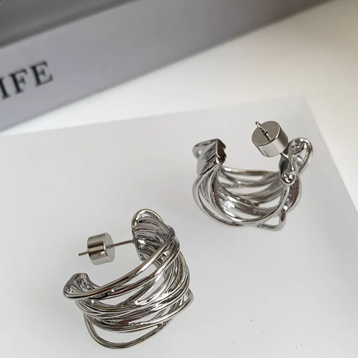 Wholesale Matte small square earring buckle for women, minimalist and versatile, compact earrings, high-end earrings