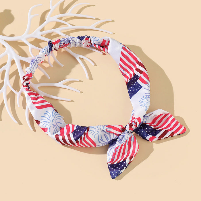 Wholesale 3PCS American Flag Independence Day Rabbit Ears Elastic Headband Bow Fabric Headband JDC-HD-JinZ003